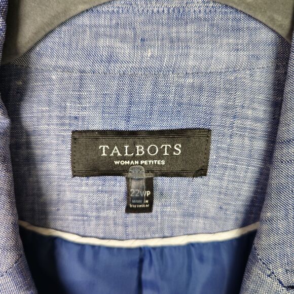 Talbots Blazer Jacket Women 22WP Chambray Blue 100% Linen Professional Career - Picture 3 of 16